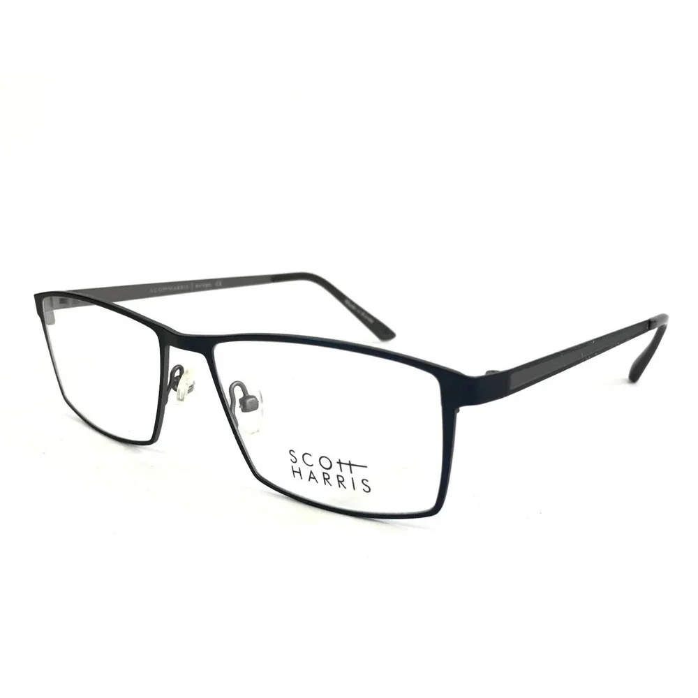 Scott Harris Eyeglasses Frames SH-646 C3 Navy Gunmetal Square 54-17-145